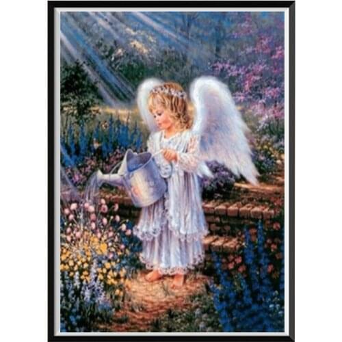 Religion Angel Girl DIY Cross Stitch Embroidery 11CT Kits Craft Needlework Set Printed Canvas Cotton Thread Home Sale