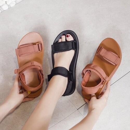 Sports Sandals Female Ins Tide 2021 Summer Open Toe Platform Sandals Velcro Student Flat Female Sandals Womens Shoes sandalias