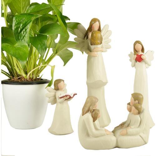 Family Statues For Decoration Resin Angel Home Decoration Accessories Figurine Sculpture Art Mothers Day Gift