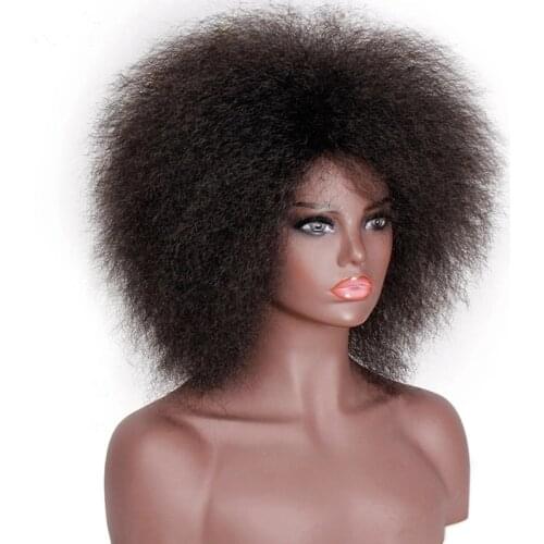 Synthetic Afro Wig for black Women African natural Black Color Yaki Straight short Wig Cosplay Hair