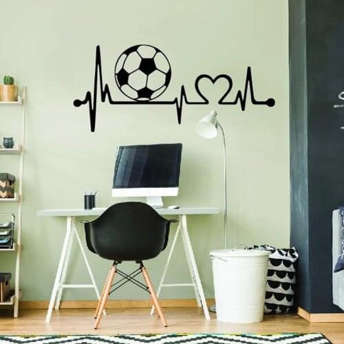 Soccer Heart Rate - Wall Art, Sports Wall Vinyl Sticker, Sports Decal Murals For Boy Bedroom Birthday Gift E947