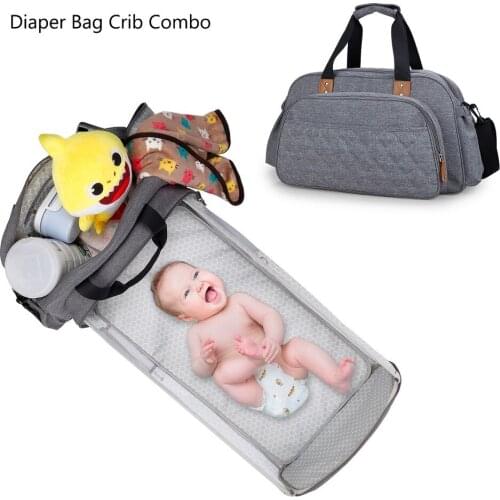 Baby Shining Portable Folding Mommy Bag Baby Bed Fashion Outing Leisure Backpack Large Capacity Mommy Bag Diaper Bag
