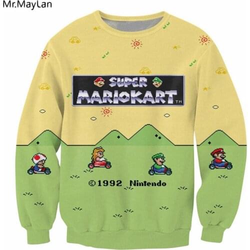 3D Print Cartoon Super Mario Kart Sweatshirts Men Women Casual Hip Hop Streetwear Coat Pullover Outerwear Boy Breathable Tops