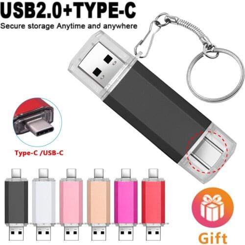 Hotsale USB Flash Drive 2.0 Type C Pen Drive 256GB 128GB 64GB 32GB 16GB USB Stick 2.0 Pendrive for Type-C Device Custom Logo