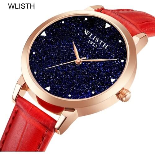 WLISTH Women Star Sky Watch Luxury Diamond Watches Ladies Bracelet Casual Leather Quartz Wristwatch Female Clock zegarek damski