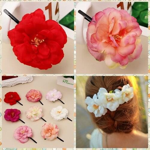 1Pcs Artificial Flower Barrettes for Girls Handmade Hair Clips Women Girls Bride Wedding Party Hair Bows Bride Hair Accessories