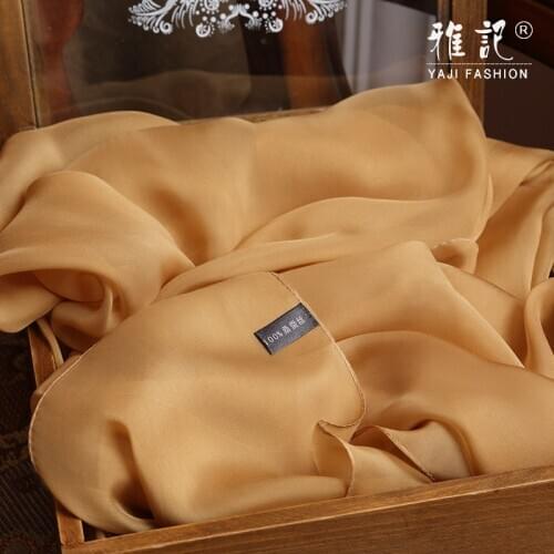 Natural Silk Chiffon Scarf Foulard Femme100% Real Silk Scarf Women gold Hangzhou Silk Shawls Wraps for Ladies Solid Neckerchief