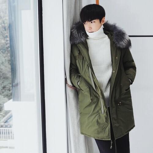 Winter Jacket Men Cotton Padded Warm thicken Long jacket coat Clothing Faux Fur Male Solid Parkas outwear LX1096