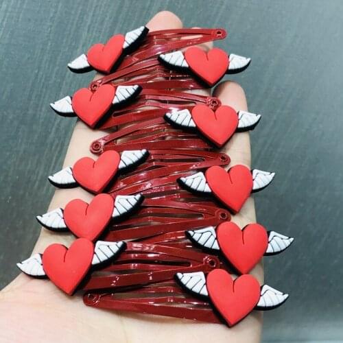 10Pcs/set Heart-shaped Wings Bow-knot Children Hair clip Girls Sweet Hair Ornament Hairpins Barrette Headband Hair Accessories