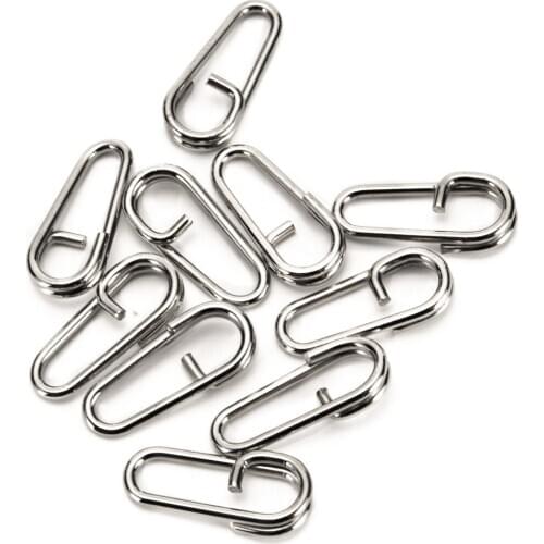 100pcs/pack Oval Split Antirust Carp Fishing Snap Swivel Connector Stainless Steel Split Rings Fishing Tools
