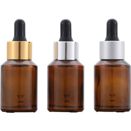 30ml Clear Brown Glass Essential Oil Dropper Vials Black Top Portable Empty Cosmetic Packaging Refillable Bottle 20Pieces