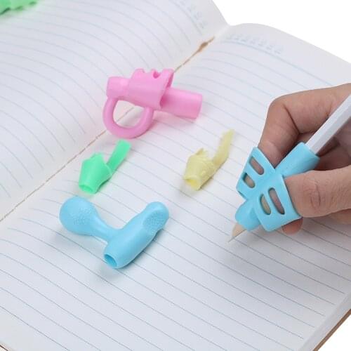 3Pcs/4Pcs Silicone Baby Learning Writing Tool Writing Pen Writing Correction Device Children Stationery Gift