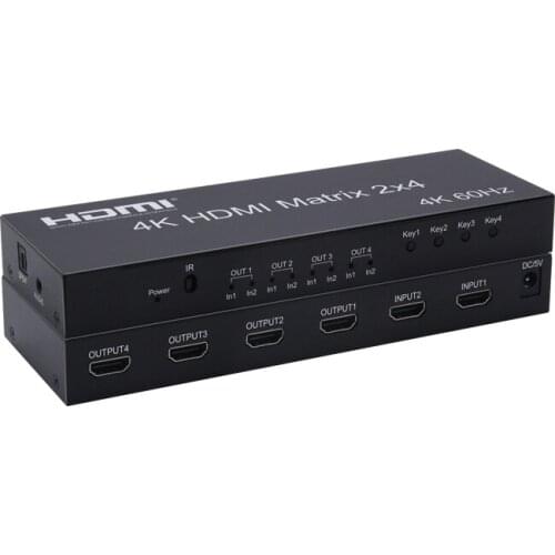 4K HDMI-Compatible matrix 2X4 support 3D LPCM/DTS 5.1 channel @60Hz 2 in 4 out HD Switch