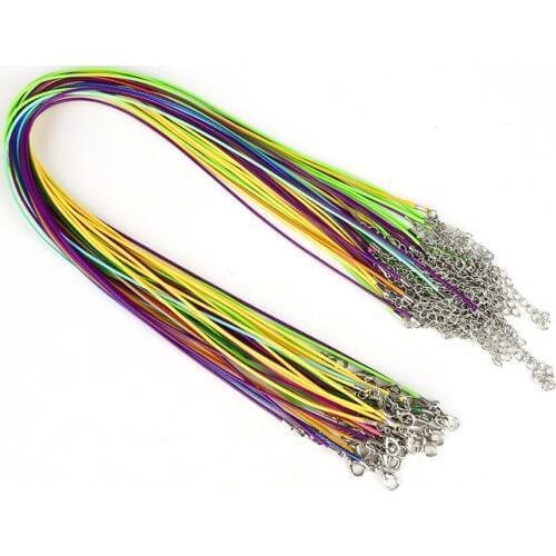 1.5MM 5Pcs 17 Colors Handmade Adjustable Braided Leather Necklace Pendant With Lobster Clasp For DIY Jewelry Findings