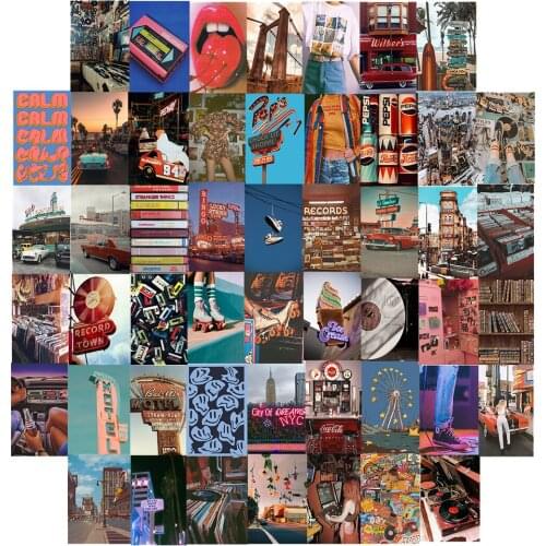 50Pcs American Culture Human Art Retro Postcard Photo Props Diy Collocation Decoration Card Wall Sticker Colour Greeting Card