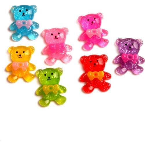 50Pcs Mixed Bears Resin Beads Decoration Crafts Flatback Cabochon Scrapbooking Fit Phone Embellishments Diy Accessories