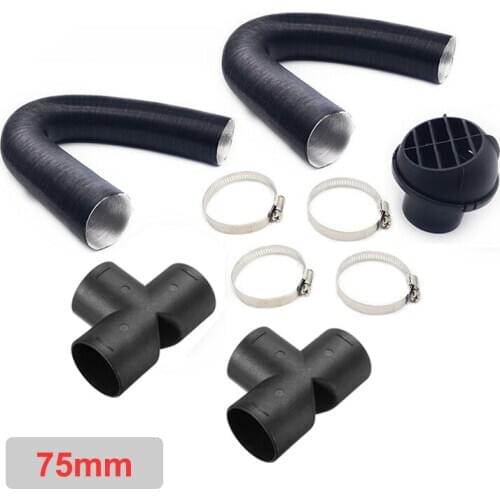75mm 60mm Car Auto Heater Pipe Duct T Warm Air Outlet Vent Hose Clips Set For Parking Diesel Heater Webasto Eberspacher