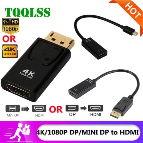4K/1080P DisplayPort to HDMI Adapter Converter Display Port Male mini DP to Female HD TV Cable Adapter Video Audio For PC TV