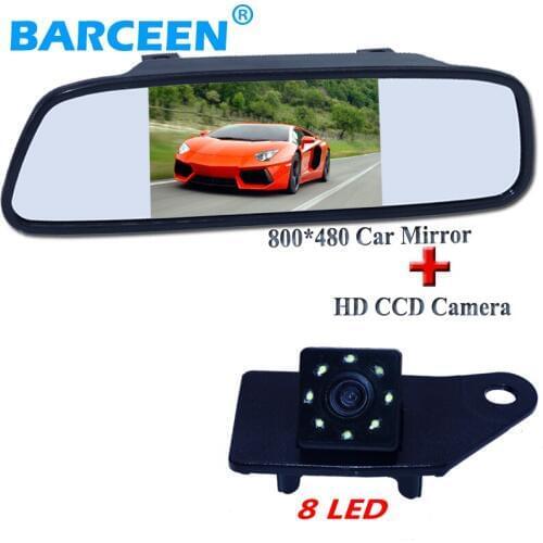 Adapt for MITSUBISHI RVR ASX 2013/2014 2 in 1 set include 5" universal car rear mirror with 170 angle 8 led car parking camera
