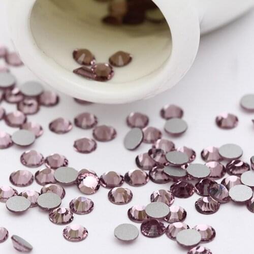 Free shipping Light Purple nail art SS3-SS34 size round shape Glass Crystal nail rhinestones Diy Clothing accessories