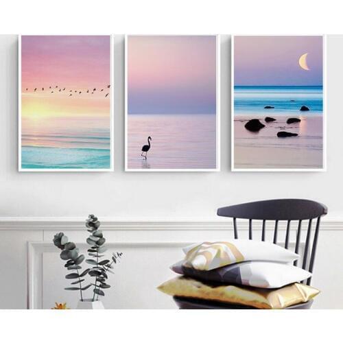 No Frame Canvas Paint Modular Wall Art Nordic Posters and Prints Scenery Flamingo Painting for Living Room Home Decoration