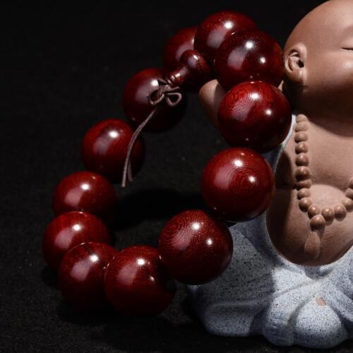 Natural Coate D'Ivoire Lobular Red Sandalwood Bracelets 20mm Beads Fine Carved Buddhist Buddha Bracelet Wood Bracelets Jewelry