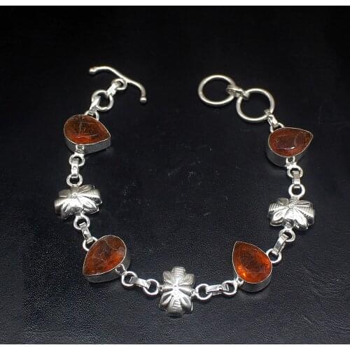 Gemstonefactory Jewelry Big Promotion Single Unique 925 Silver Sweet Honey Topaz Lady Women Charm Bracelet 20cm 20213211