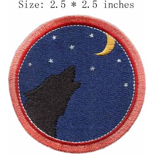 Black wolf 2.5"wide embroidery patch for felt/decoracion hogar/bordado da fita