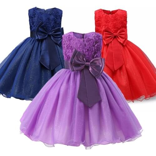 Children Prom Dress for Girls Clothing Cute Bow Girls Sleeveless Princess Dress Party Wedding Dress Kids Lace Gown Costume
