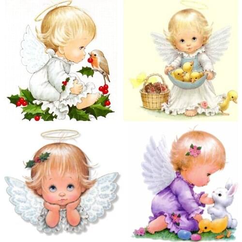 DIY Diamond Painting Angel Children 5D Mosaic Portrait Children Embroidery Diamond Painting Cute Home Decoration Wall Decoration