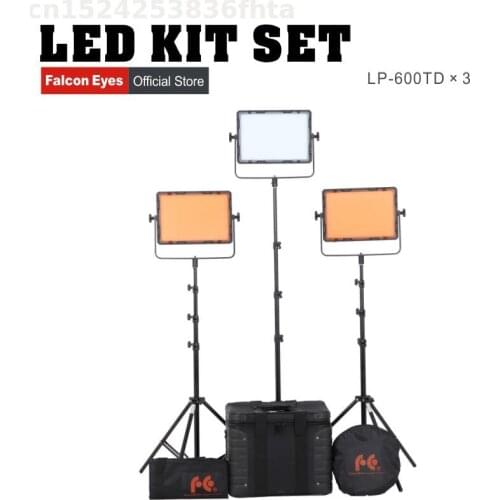 Falcon Eyes 36W Photography Equipment LED Panel Light 3200/5600K Portable For Video Studio Interview Movie Shooting DV-600 Kit