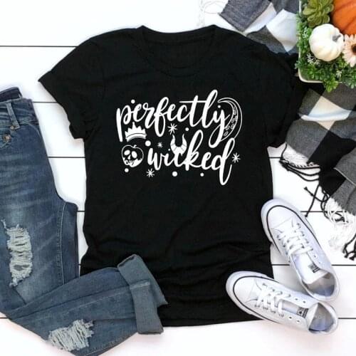 Perfectly Wicked T-shirt Womens Crewneck Villains Halloween Party Tshirt Stylish Tumblr Graphic Funny Tees Tops Drop Shipping