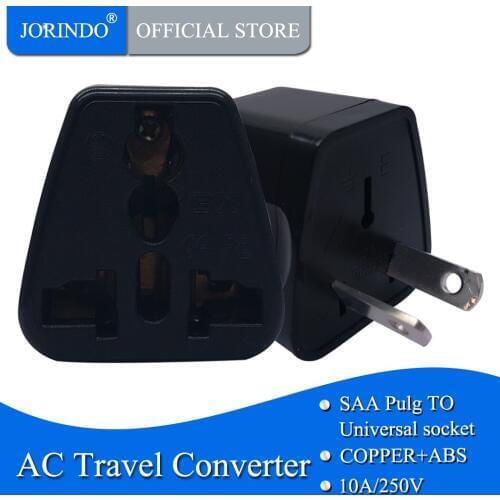 JORINDO 10A220V full copper AU 2pins travel universal adaptor outlet 10A flame retardant AU/US/EU/UK to AU plug socket converter