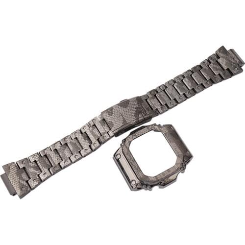 Camouflage Stainless Steel Strap Watch Case Mens Watch Accessories For Casio G-SHOCK DW5600 GW-M5610 GWB5600 Strap Wristband