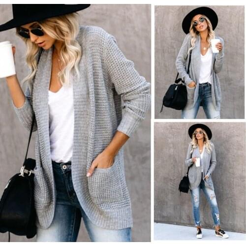 2020 Spring Summer Female Knit Cardigan Sweater Coat Short Female Gray Knitted Jacket Female OL Commuter Loose Women Jumpers