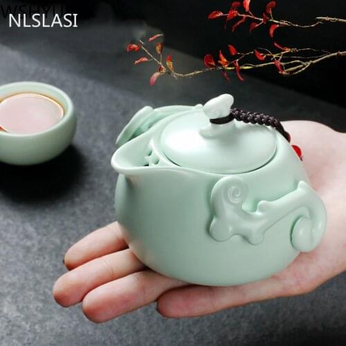 NLSLASI Chinese Ceramic Teapot Creative travel portable Matte teapot Household Office kettle and wine set 160ml