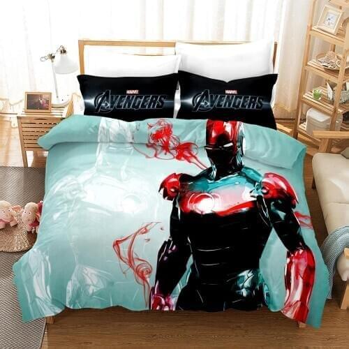 Bedding set iron man single size quilt covers for children bedroom decoration king 3 pcs birthday boyss presents hot sale green