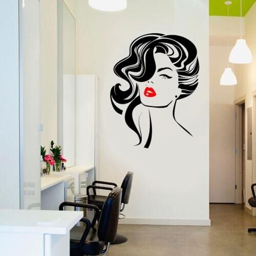 Beautiful Girl Beauty Salon Hair Salon Wall Sticker Vinyl Art Home Decoration Girls Room Makeup Decals Removable Mural 4689