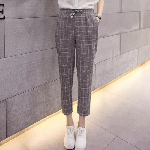 Longqibao Women's Plaid Trousers