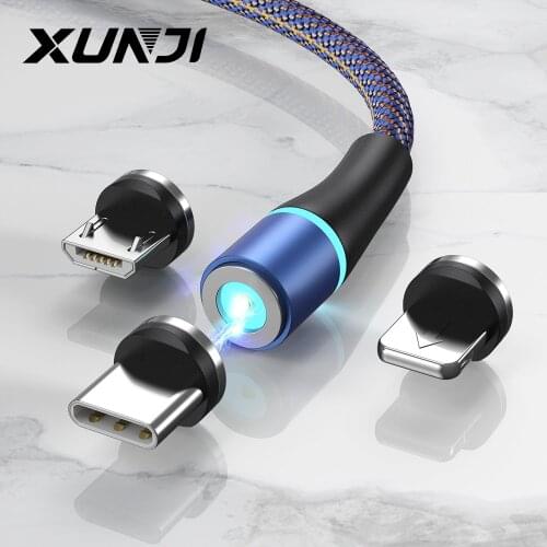 XUNJI Magnetic Charger Cable USB Micro Type C Cord For iPhone11 Pro XS Max Xiaomi Samsung Phone USB Charging Wire