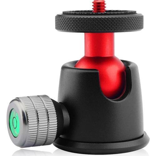 Tripod Ball Head Mini Size 360° Pan and 90° Tilt Rotatable with 1/4” Screw Bubble Level for DSLR/Tripods/Monopods/Camera Slider