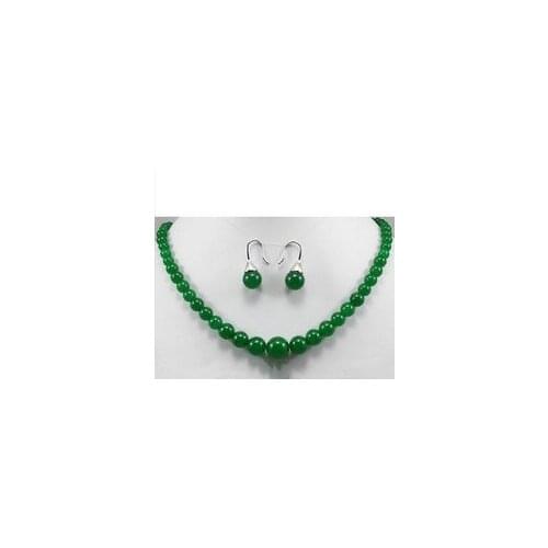 Mujer Nobility Woman natural Real NEW jewelry choker round green gem necklace earrings & gem sets Fine moda