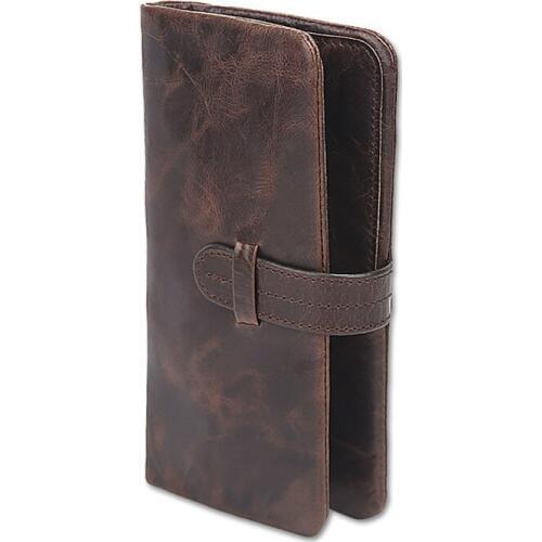 HUANILAI Mens Wallets Oil Wax Genuine Leather Wallets Money Coin Pocket Card Holder Cowhide Male Clutch Long Wallet Bag