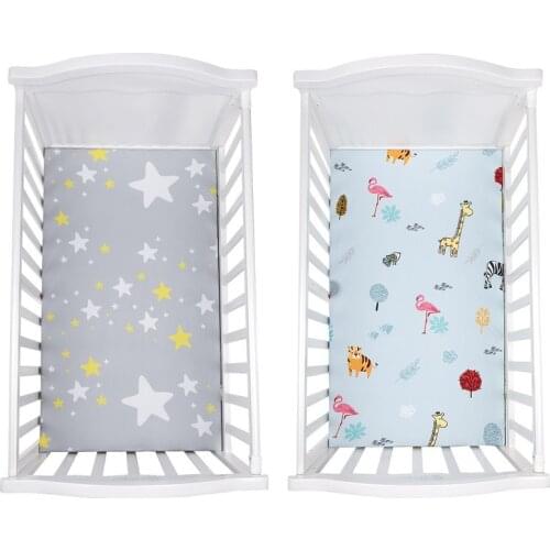Size 130*70cm 100% Polyester Crib Fitted Sheet Soft Breathable Baby Bed Mattress Cover Cartoon Newborn Bedding For Cot