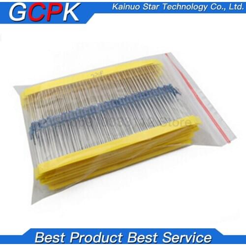 NEW 600Pcs 30 Kinds Each Value Metal Film Resistor pack 1/4W 1% resistor assorted Kit Set