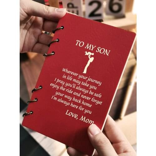 Custom Journal Vintage Wooden Notebooks Travel Diary Book Wood Cover Engraved Anniversary Christmas Gift to Son Daughter Wife