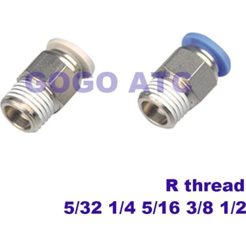 Pneumatic male thread quick connector PC5/32 1/4 5/16 3/8 1/2 inch air pipe quick insertion R thread straight through