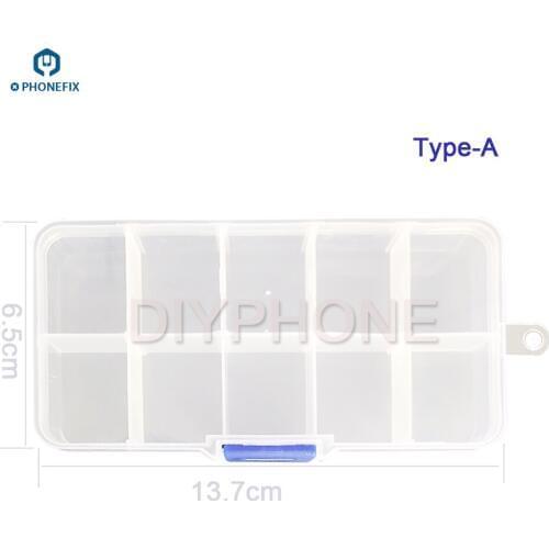 PHONEFIX 10 /15 Grids Transparent Box Organizer Plastic Storage Container Watch Parts Container Watch Repair Tools Storage Case