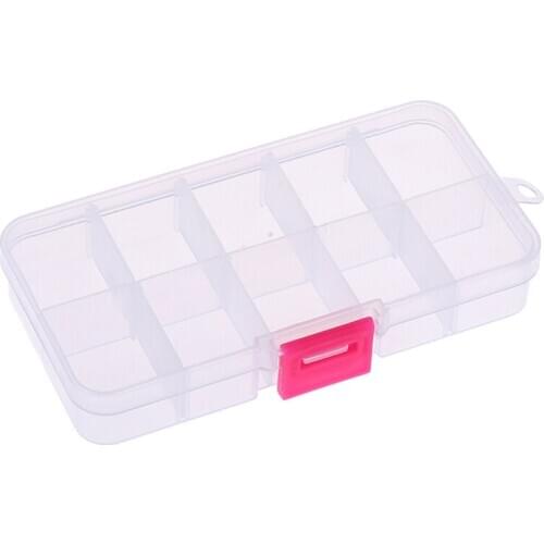 1PC 10/15 Compartments Clear Plastic Storage Box Jewelry Screw Organizer Container Fishing Supplies Storage Box