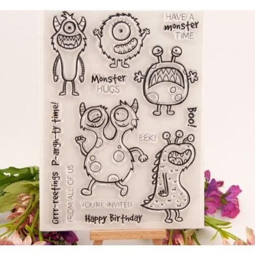 1pc Monster Transparent Clear Silicone Stamp Seal Cutting DIY Scrapbooking Rubber Coloring Embossing Diary Decoration Reusable